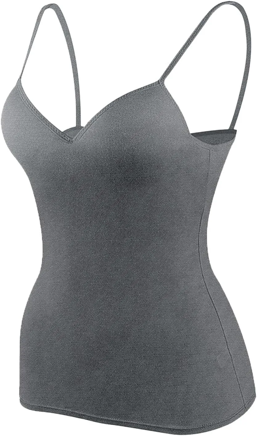 Camisole Tops for Women Summer Spaghetti Straps Seamless Tank Top Wtih Shelf Bra Workout Yoga Shirts