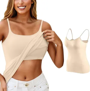 Camisole Tops for Women Summer Spaghetti Straps Seamless Tank Top Wtih Shelf Bra Workout Yoga Shirts