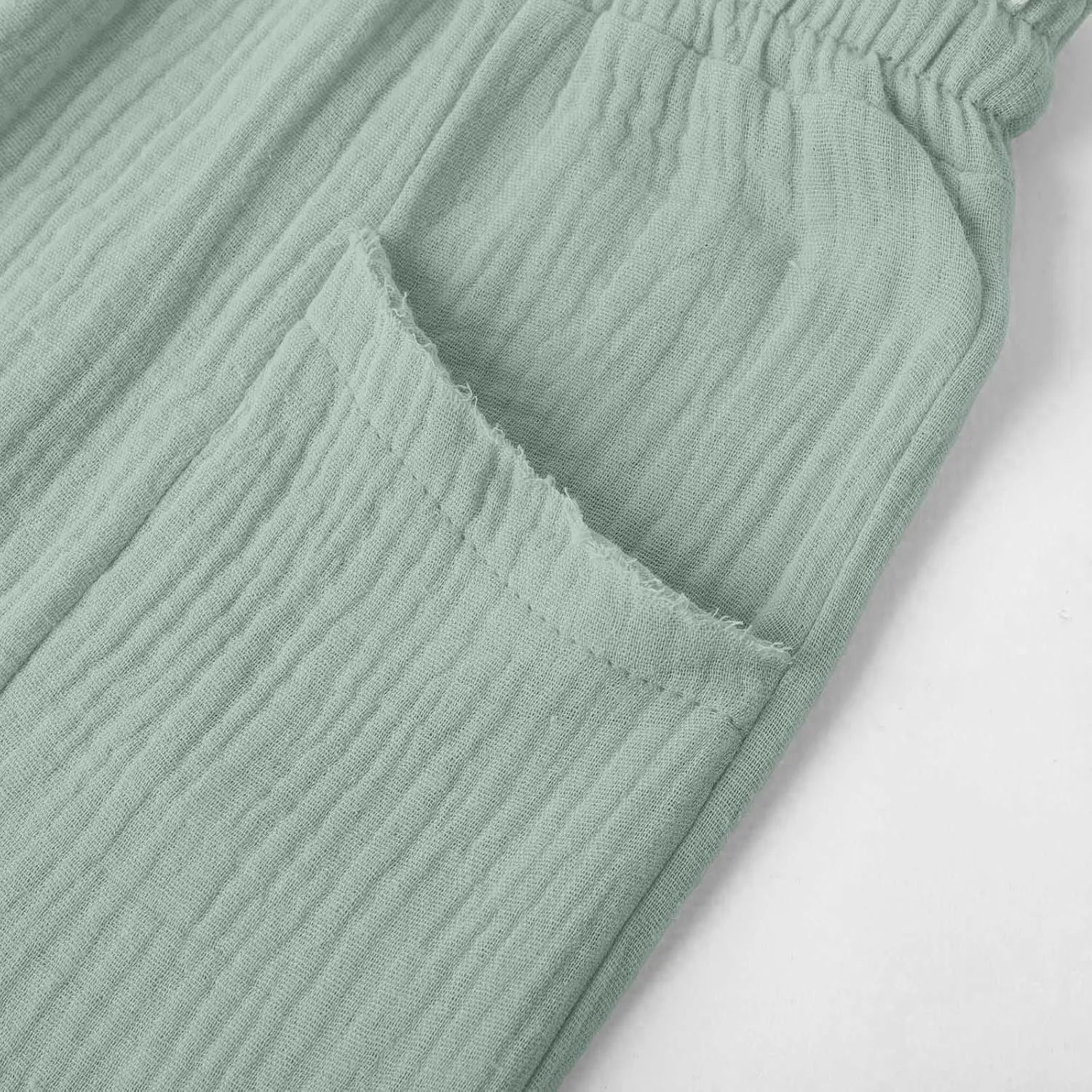 Capri Pants for Women Cotton Casual Summer Capris Drawstring High Waist Pants Wide Straight Leg Cropped Trousers