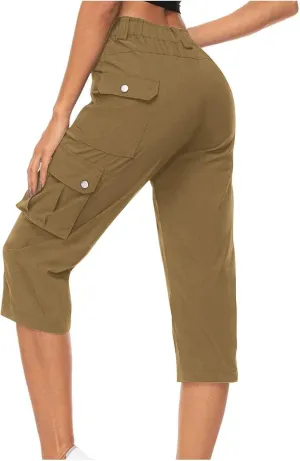 Cargo Capris for Women Lightweight Quick Dry Travel Hiking Summer Pants Baggy Cropped Trousers