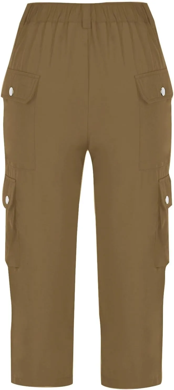Cargo Capris for Women Lightweight Quick Dry Travel Hiking Summer Pants Baggy Cropped Trousers