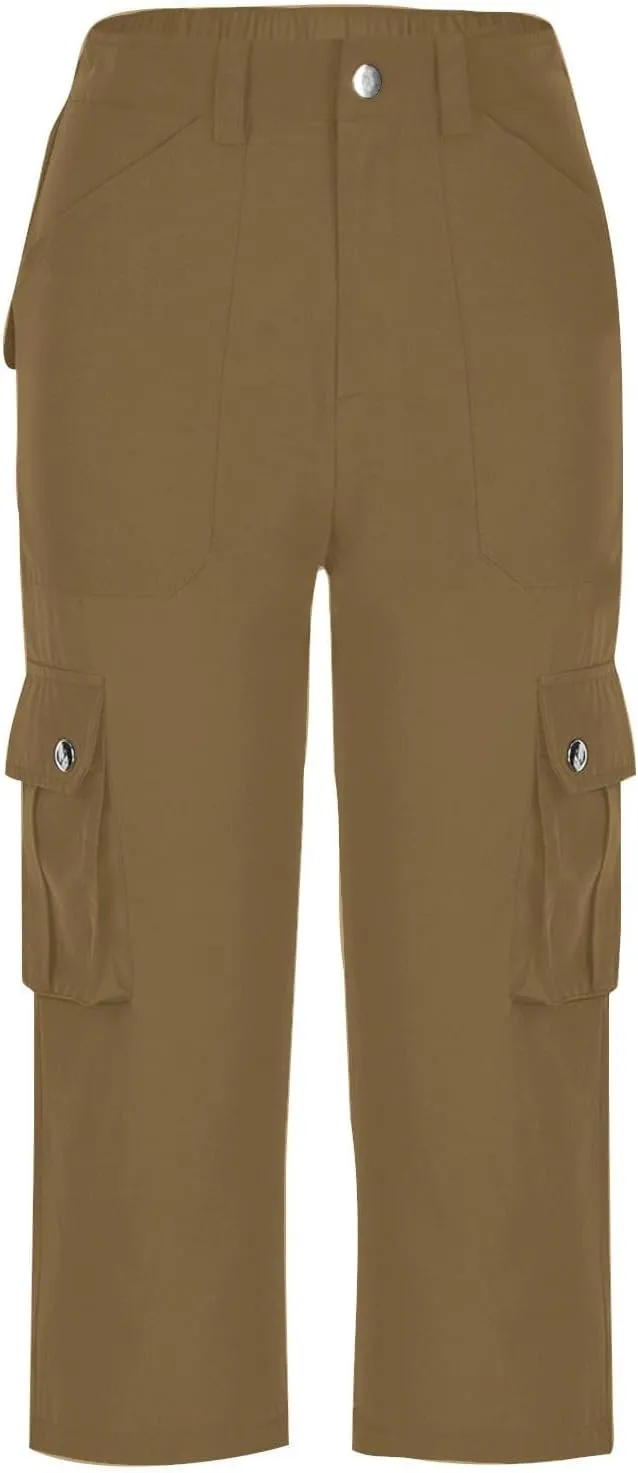 Cargo Capris for Women Lightweight Quick Dry Travel Hiking Summer Pants Baggy Cropped Trousers