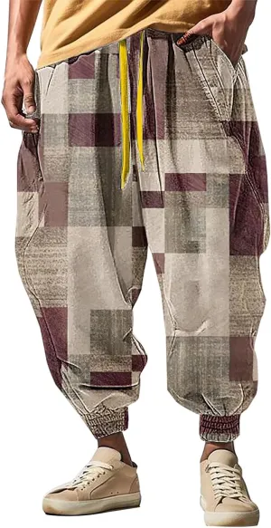 Casual Elastic Waist Lightweight Trouser Casual Sweatpants Elastic Drawstring High Waist Pants Men Harem Pants Mens