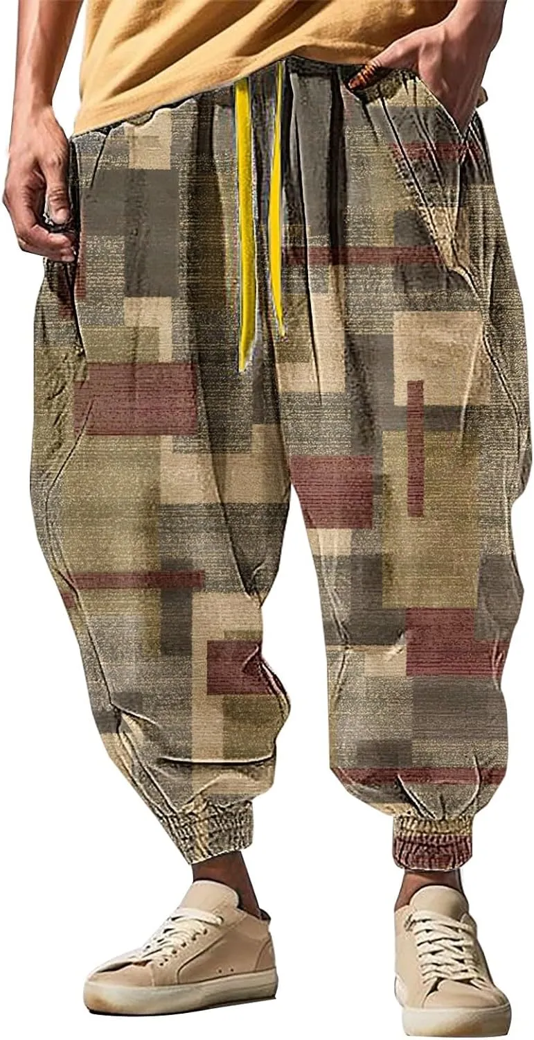 Casual Elastic Waist Lightweight Trouser Casual Sweatpants Elastic Drawstring High Waist Pants Men Harem Pants Mens