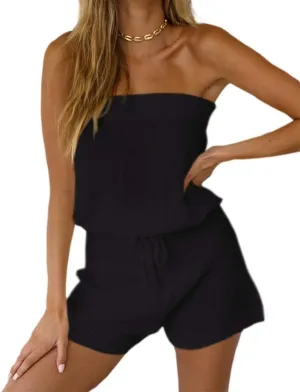 Chang Yun Womens Summer Jumpsuits Casual Loose Sleeveless Off Shoulder Elastic Waist Romper Loungewear Two Piece Outfits
