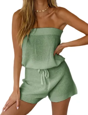 Chang Yun Womens Summer Jumpsuits Casual Loose Sleeveless Off Shoulder Elastic Waist Romper Loungewear Two Piece Outfits