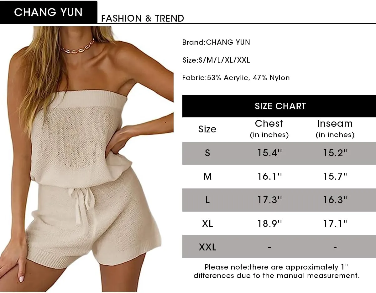 Chang Yun Womens Summer Jumpsuits Casual Loose Sleeveless Off Shoulder Elastic Waist Romper Loungewear Two Piece Outfits