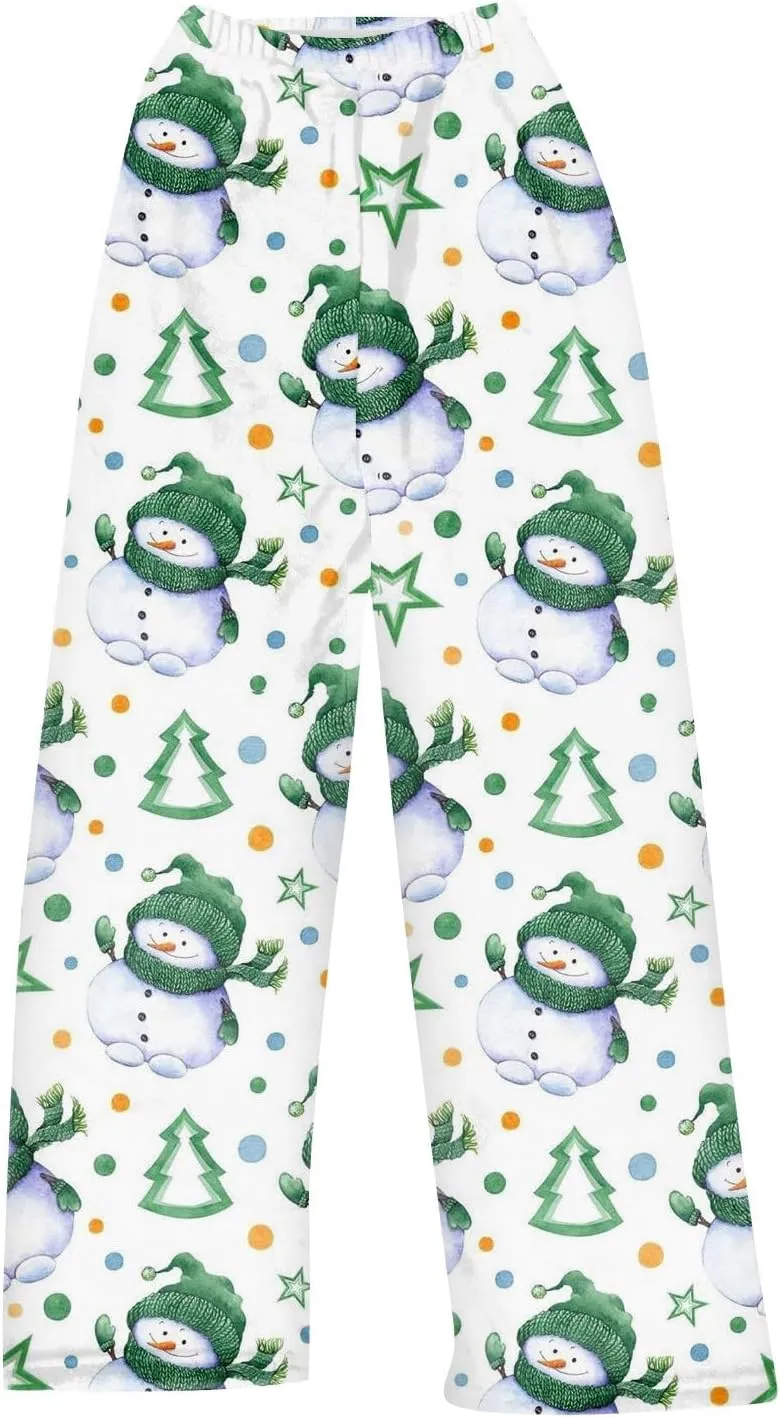 Christmas Pajamas for Women Fleece Pajama Pants Warm Plaid Lounge Pj Bottoms for Women with Pockets Soft Sleepwear
