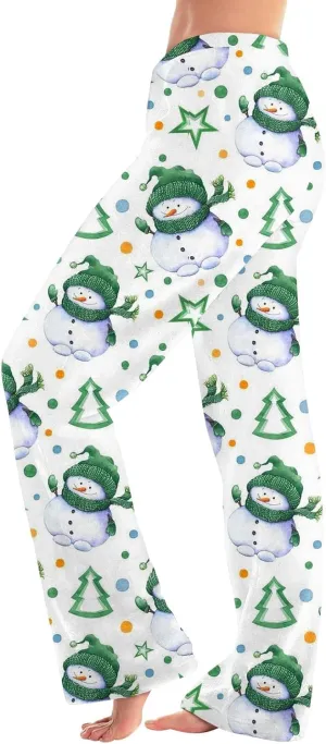Christmas Pajamas for Women Fleece Pajama Pants Warm Plaid Lounge Pj Bottoms for Women with Pockets Soft Sleepwear