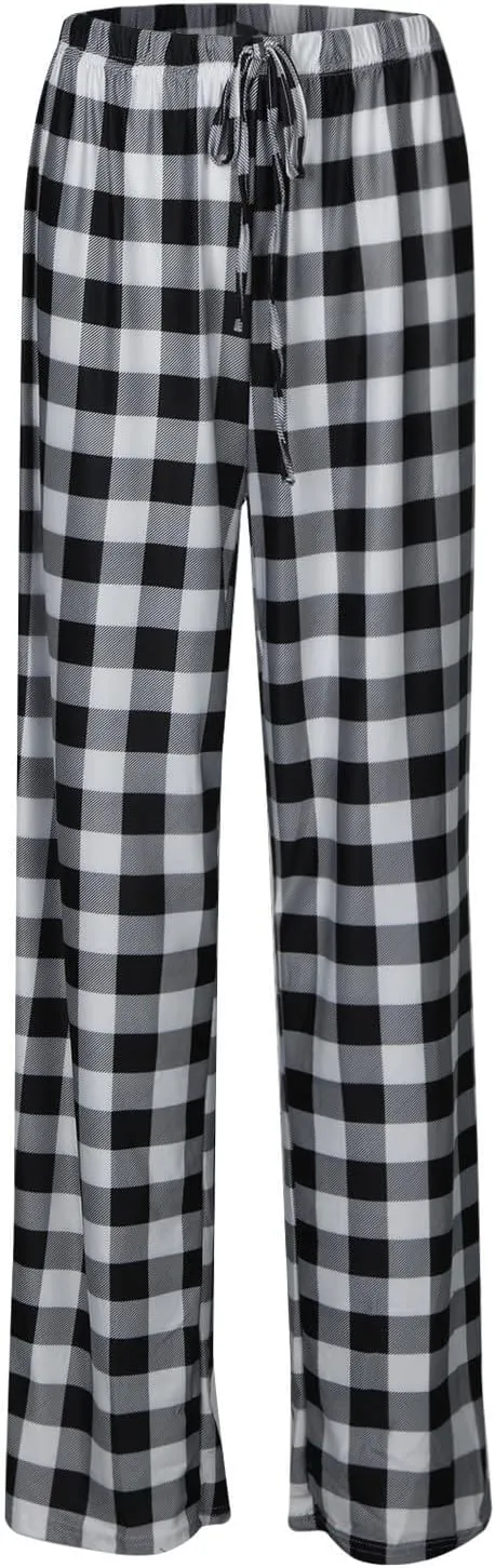Christmas Pants for Women Buffalo Plaid Soft Sleepwear Lounge Pants Gifts for Him Her Pj Bottoms Joggers Sweatpants
