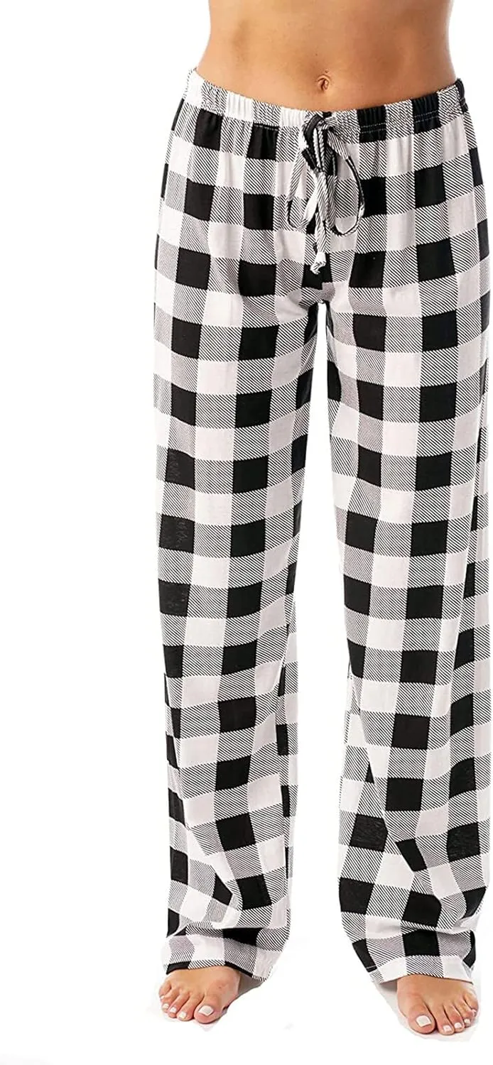 Christmas Pants for Women Buffalo Plaid Soft Sleepwear Lounge Pants Gifts for Him Her Pj Bottoms Joggers Sweatpants