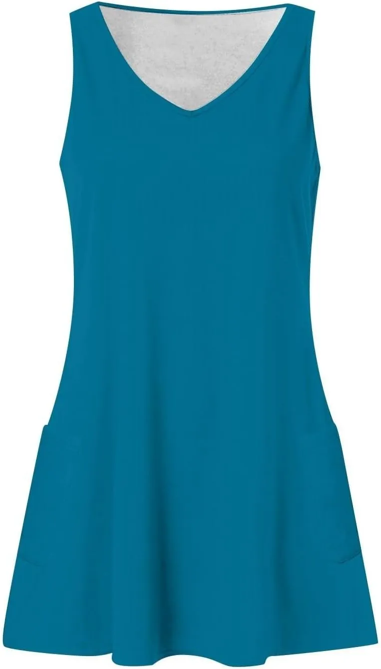 Cowgirl Dress for Women Western Style Sleeveless Denim Jumper Dress with Pockets