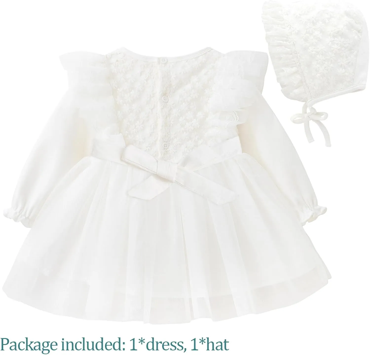 Curipeer Baby Girl Christening Dress Classic Infant Baptism Wedding Tulle Dress for Spring Summer