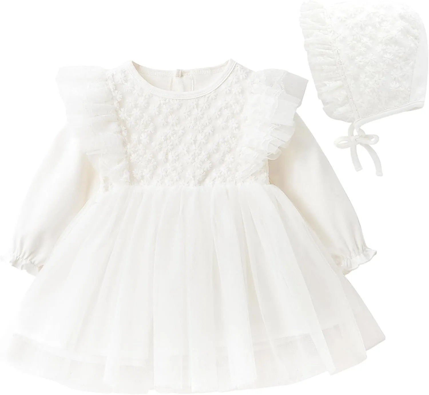 Curipeer Baby Girl Christening Dress Classic Infant Baptism Wedding Tulle Dress for Spring Summer