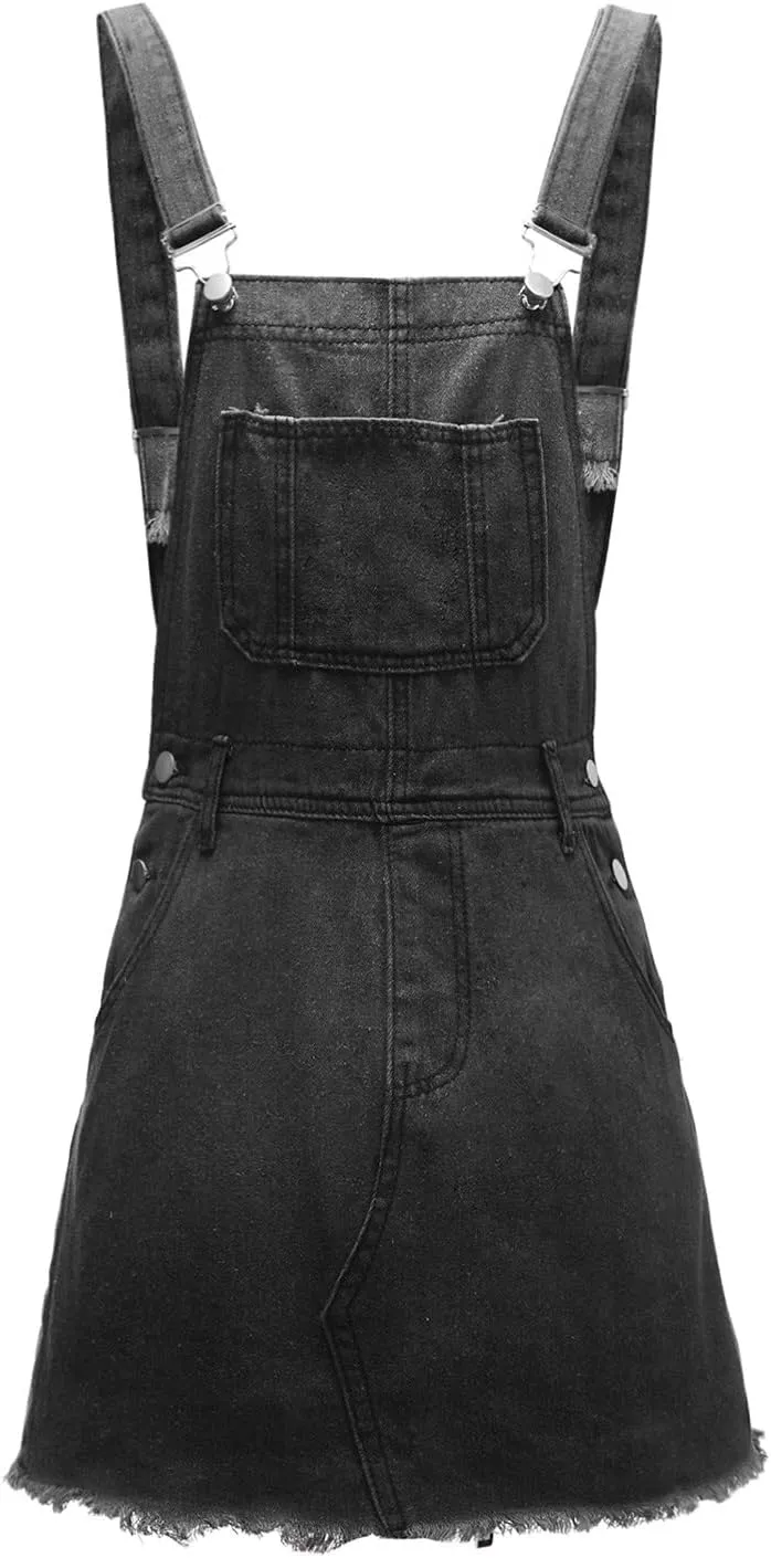 Denim Overall Dress Classic Denim Adjustable Strap Pinafore Overall Dress Suspender Skirt