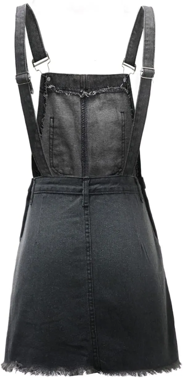 Denim Overall Dress Classic Denim Adjustable Strap Pinafore Overall Dress Suspender Skirt