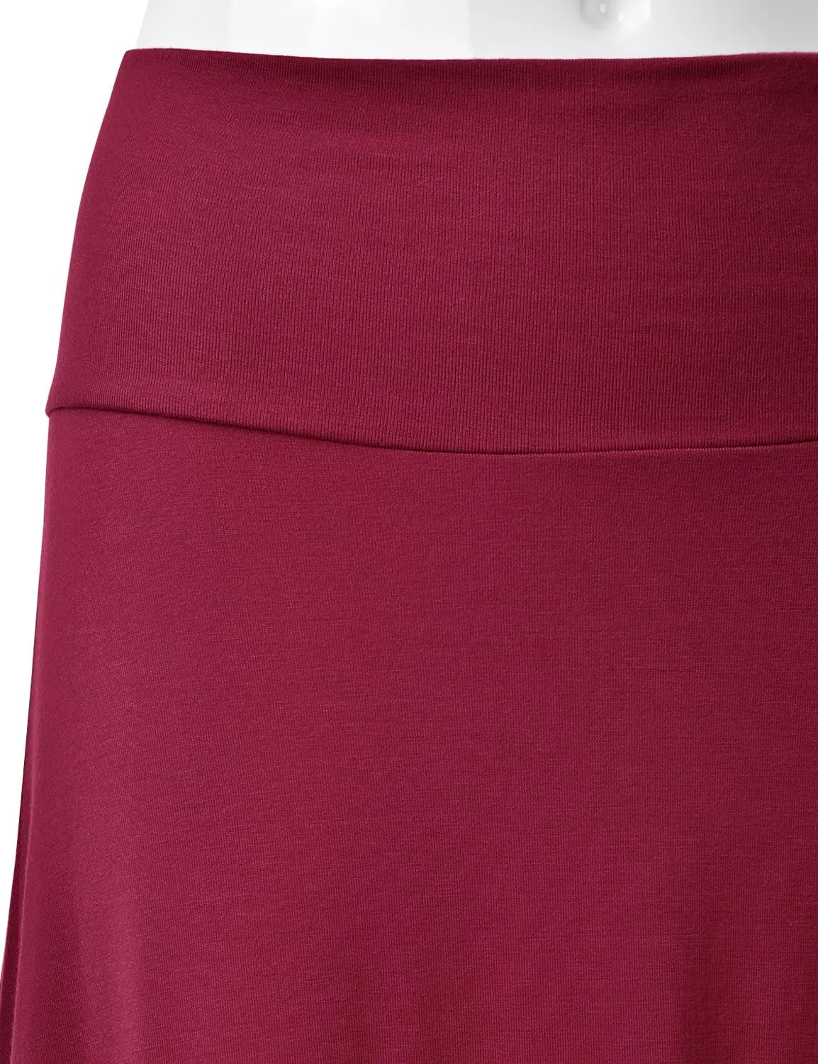 EIMIN Women's Solid Flared Lightweight Elastic Waist Classic Midi Skirt (S-3XL)