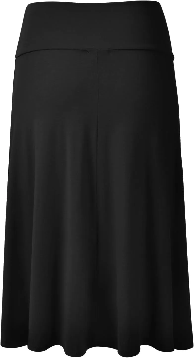 EIMIN Women's Solid Flared Lightweight Elastic Waist Classic Midi Skirt (S-3XL)