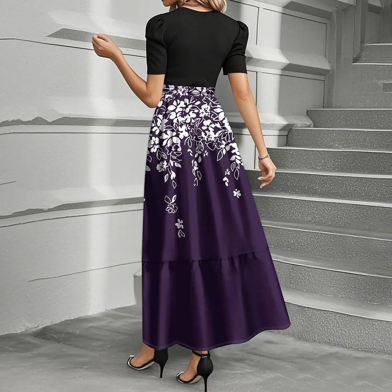 Elegant Bow Tie Womens Dresses, Beach 2025 Floral Print Womens Jumpsuit Maxi Boho High Waisted Rompers for Women