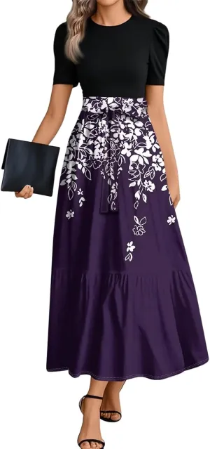 Elegant Bow Tie Womens Dresses, Beach 2025 Floral Print Womens Jumpsuit Maxi Boho High Waisted Rompers for Women