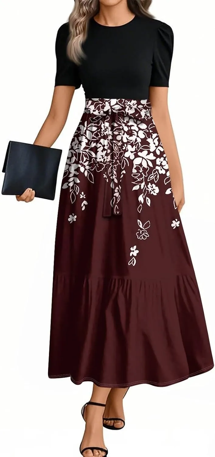 Elegant Bow Tie Womens Dresses, Beach 2025 Floral Print Womens Jumpsuit Maxi Boho High Waisted Rompers for Women