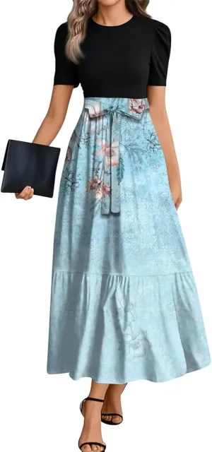 Elegant Bow Tie Womens Dresses, Beach 2025 Floral Print Womens Jumpsuit Maxi Boho High Waisted Rompers for Women