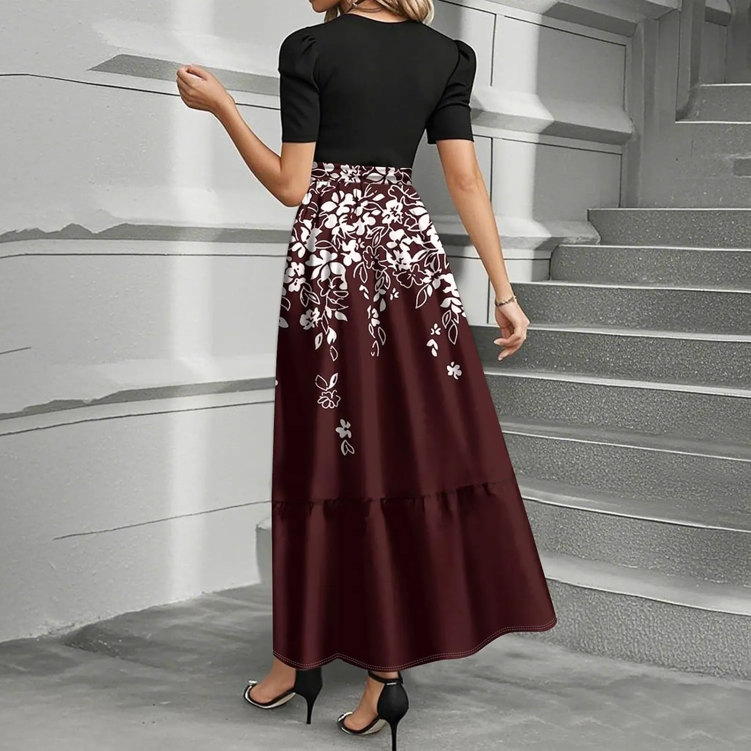Elegant Bow Tie Womens Dresses, Beach 2025 Floral Print Womens Jumpsuit Maxi Boho High Waisted Rompers for Women