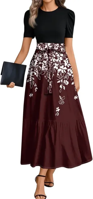 Elegant Bow Tie Womens Dresses, Beach 2025 Floral Print Womens Jumpsuit Maxi Boho High Waisted Rompers for Women
