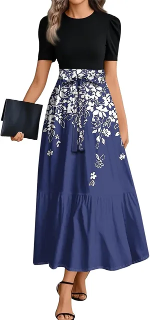 Elegant Bow Tie Womens Dresses, Beach 2025 Floral Print Womens Jumpsuit Maxi Boho High Waisted Rompers for Women