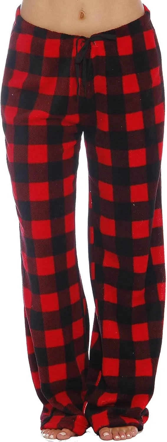 Flannel Pajama Pants Women with Pockets & Drawstring Comfy Plaid Lounge Pants Casual Stretch Sleepwear Bottoms Pj