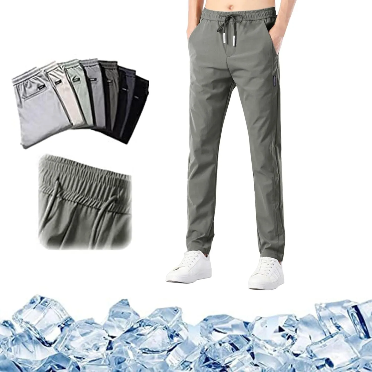 Fleece Lined Pants Men Linen Slacks Beach Thermal Stretch Business Public Regular Fit Sport with Pockets Football