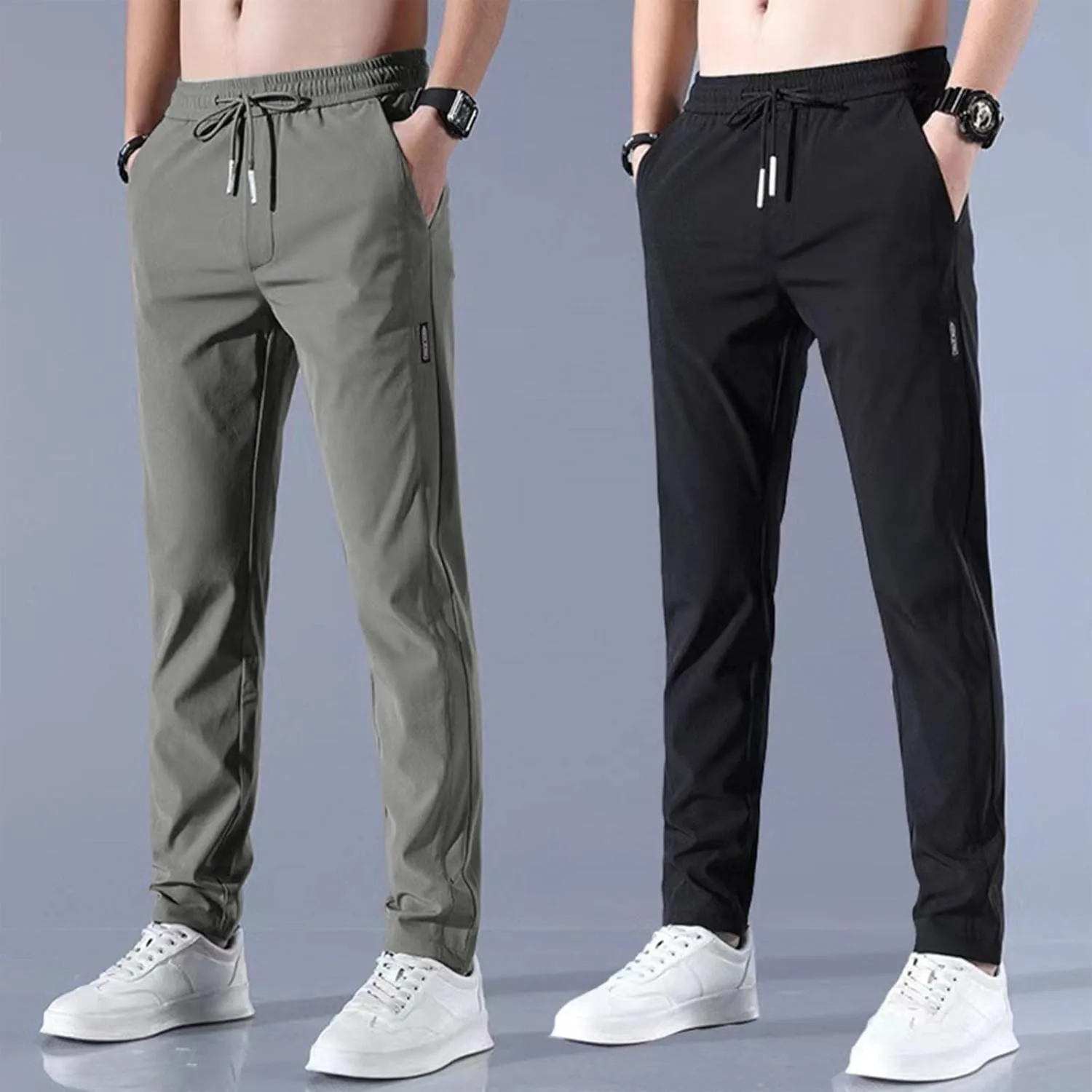 Fleece Lined Pants Men Linen Slacks Beach Thermal Stretch Business Public Regular Fit Sport with Pockets Football