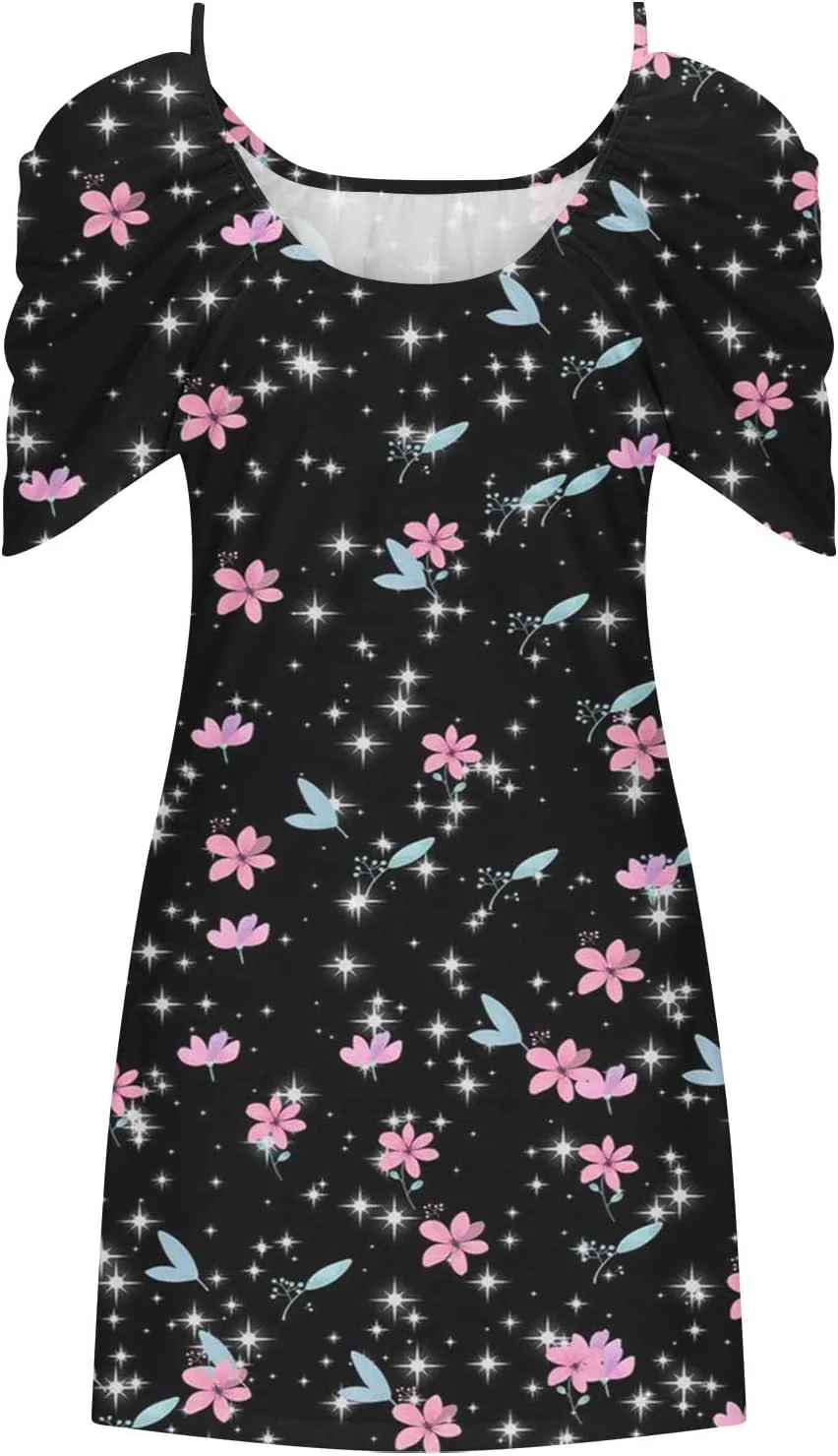 Floral Summer Dress 2024 Sexy Plus Size Open Shoulder Spaghetti Strap Beach Mini Dresses Floral Print Short Dresses
