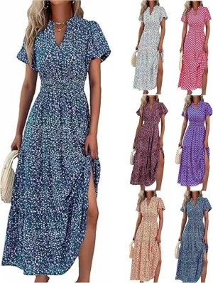 Formal Dresses for Women Gowns Evening Party Cocktail Dress Long Split Elegant V Neck Wrap Ruffle Wedding Guest Dresses