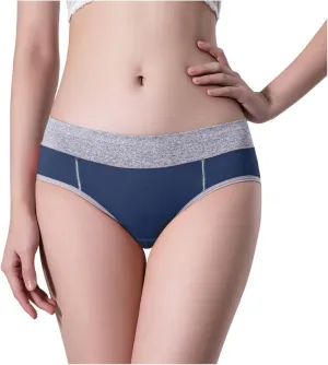 Franterd Hipster Panties for Women Color Block High Waist No Show Bikini Briefs Seamless Underwear Ladies Soft Stretch Briefs