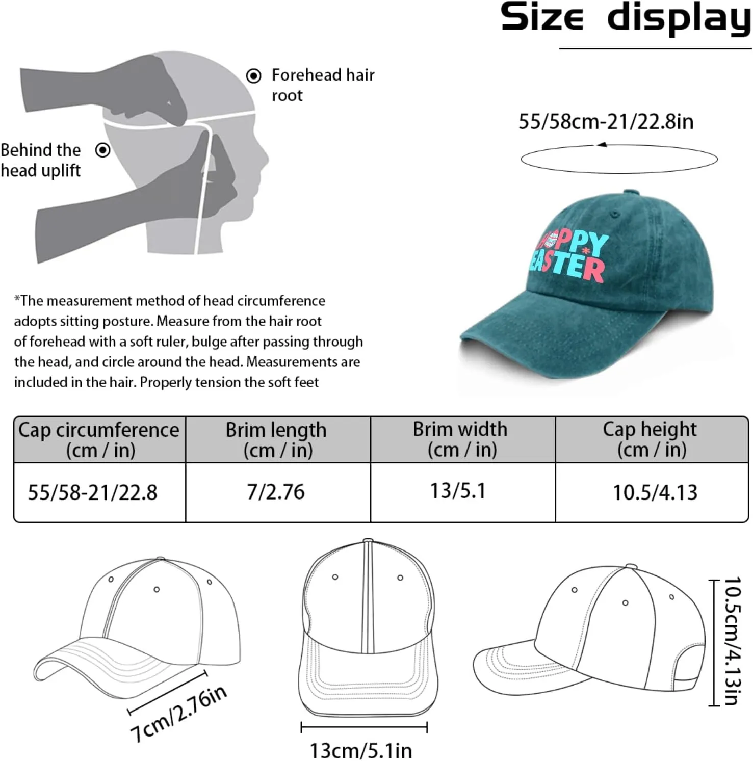 Funny Hoppy Easter Retros Trucker hat Vintage Cotton Washed Baseball Caps Adjustable Dad Hat Crazy