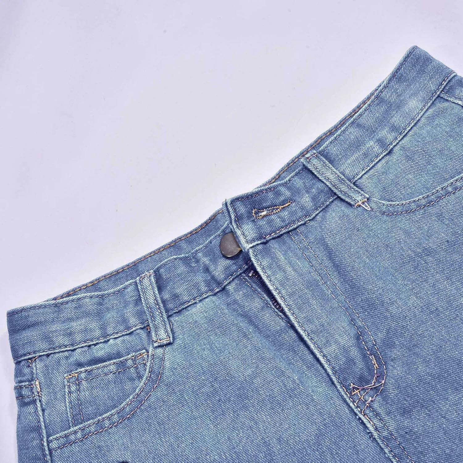 FZVYD Women Jean Shorts High Waisted 2025 Summer Trendy Flat Pockets Cutoff Stretchy Casual Wide Leg Heart Print Denim Short