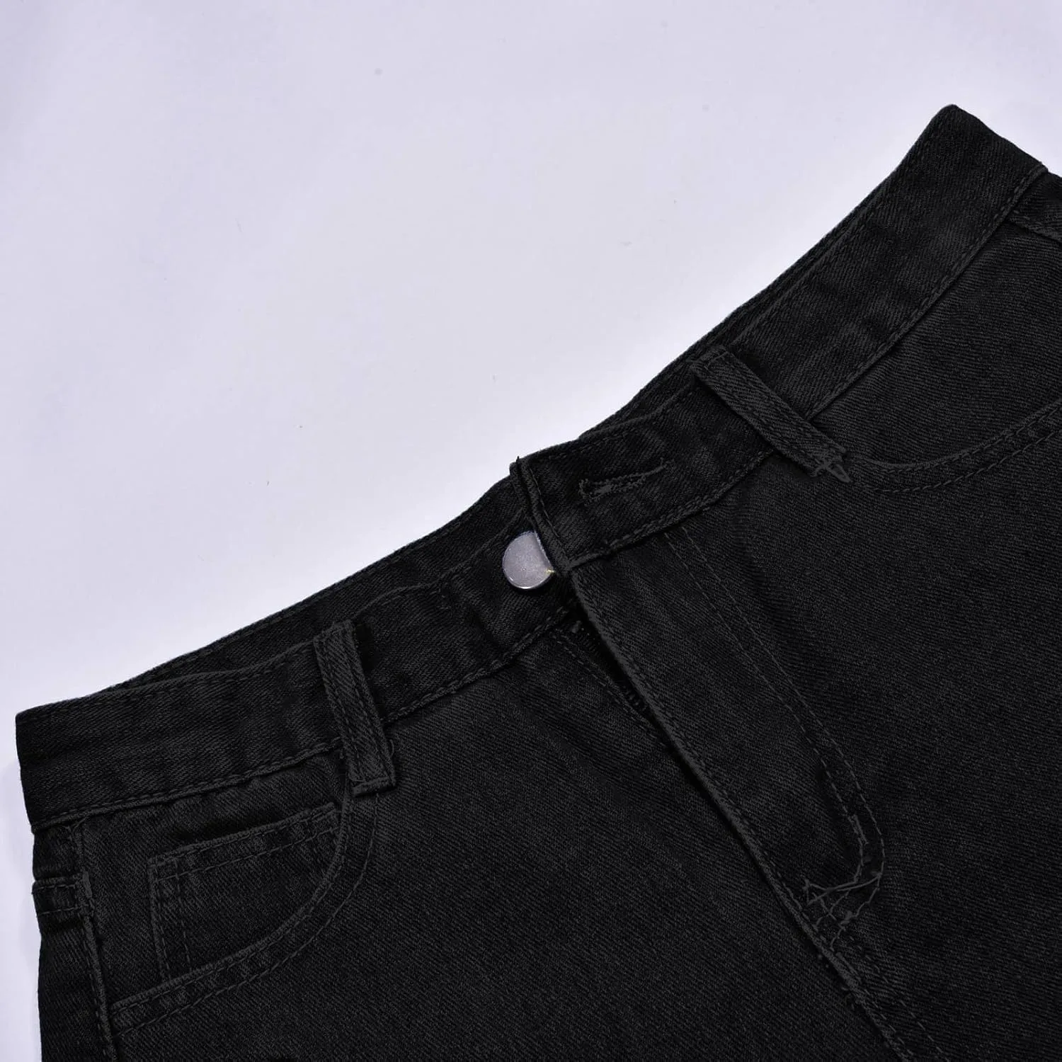 FZVYD Women Jean Shorts High Waisted 2025 Summer Trendy Flat Pockets Cutoff Stretchy Casual Wide Leg Heart Print Denim Short