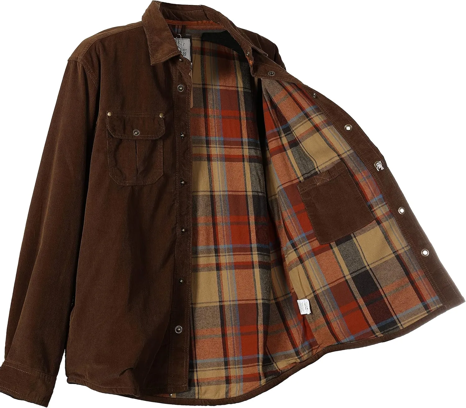 Gioberti Men's 100% Cotton Extremely Soft Corduroy Shirt Jacket with Flannel Lining