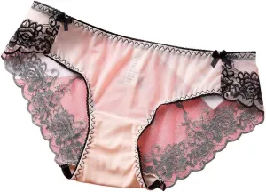 Heevina Sexy Panties Lace Trim See Through Mesh Panty Floral Briefs Transparent Breathable Everyday Soft Lingerie
