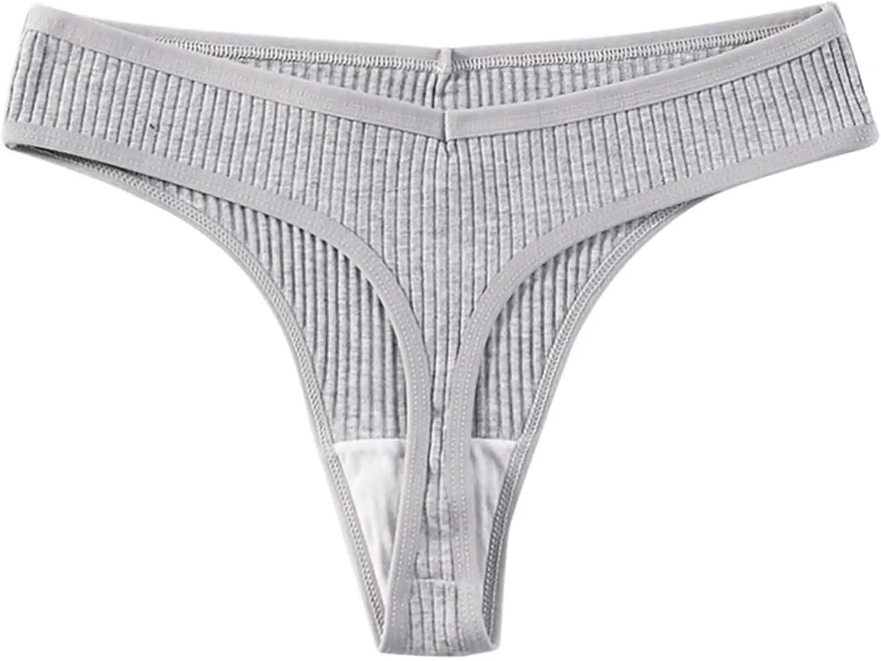 Heevina Thongs For Women Ribbed Seamless Bikini Breathable Panty Low Rise Thongs Soft Tangas Curvy Panties