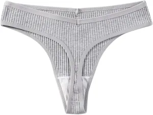 Heevina Thongs For Women Ribbed Seamless Bikini Breathable Panty Low Rise Thongs Soft Tangas Curvy Panties