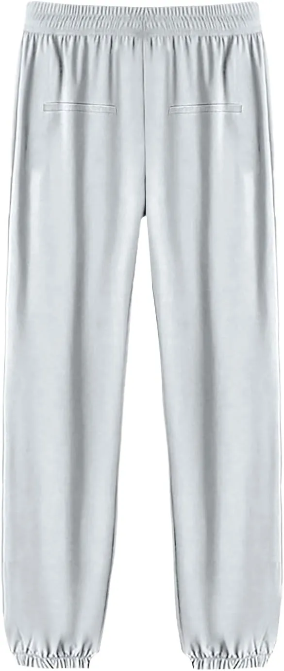 Hiking Pants Women Elastic Waist Drawstring Straight Leg Trousers Summer Loose Fit Breathable Sport Pants with Pocket