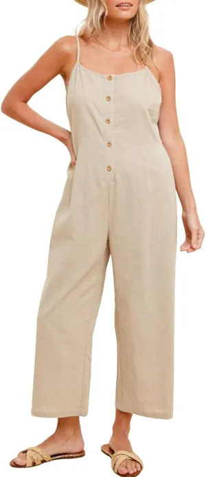 HOTIAN Womens Linen Cotton Overalls Jumpsuits Casual Loose Jumpers 2025 Baggy Rompers