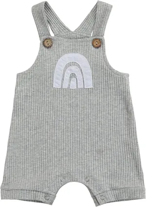 Infant Newborn Baby Girl Boy Rainbow Suspender Jumpsuit Shorts One Piece Romper Outfits Unisex Overall Clothes
