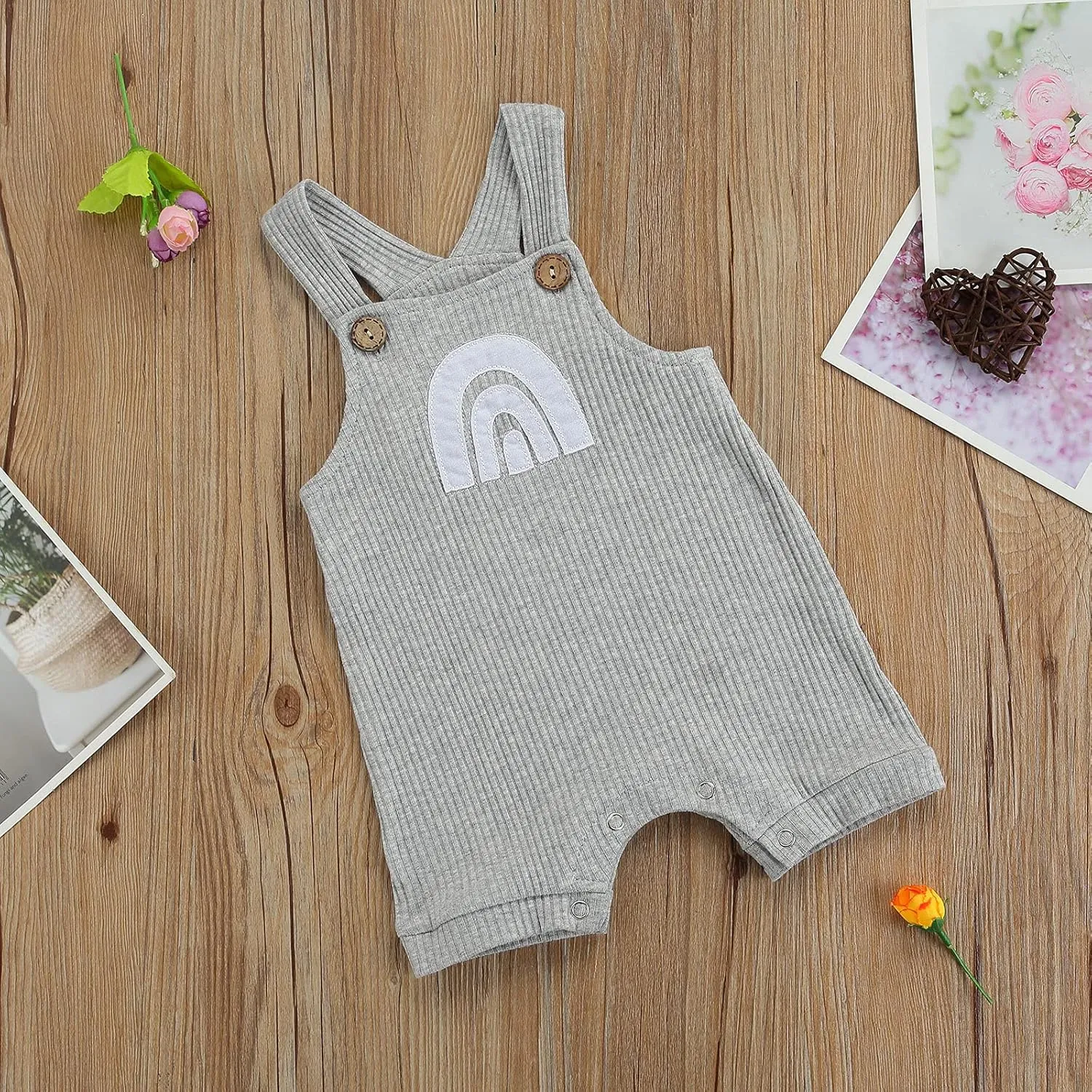 Infant Newborn Baby Girl Boy Rainbow Suspender Jumpsuit Shorts One Piece Romper Outfits Unisex Overall Clothes