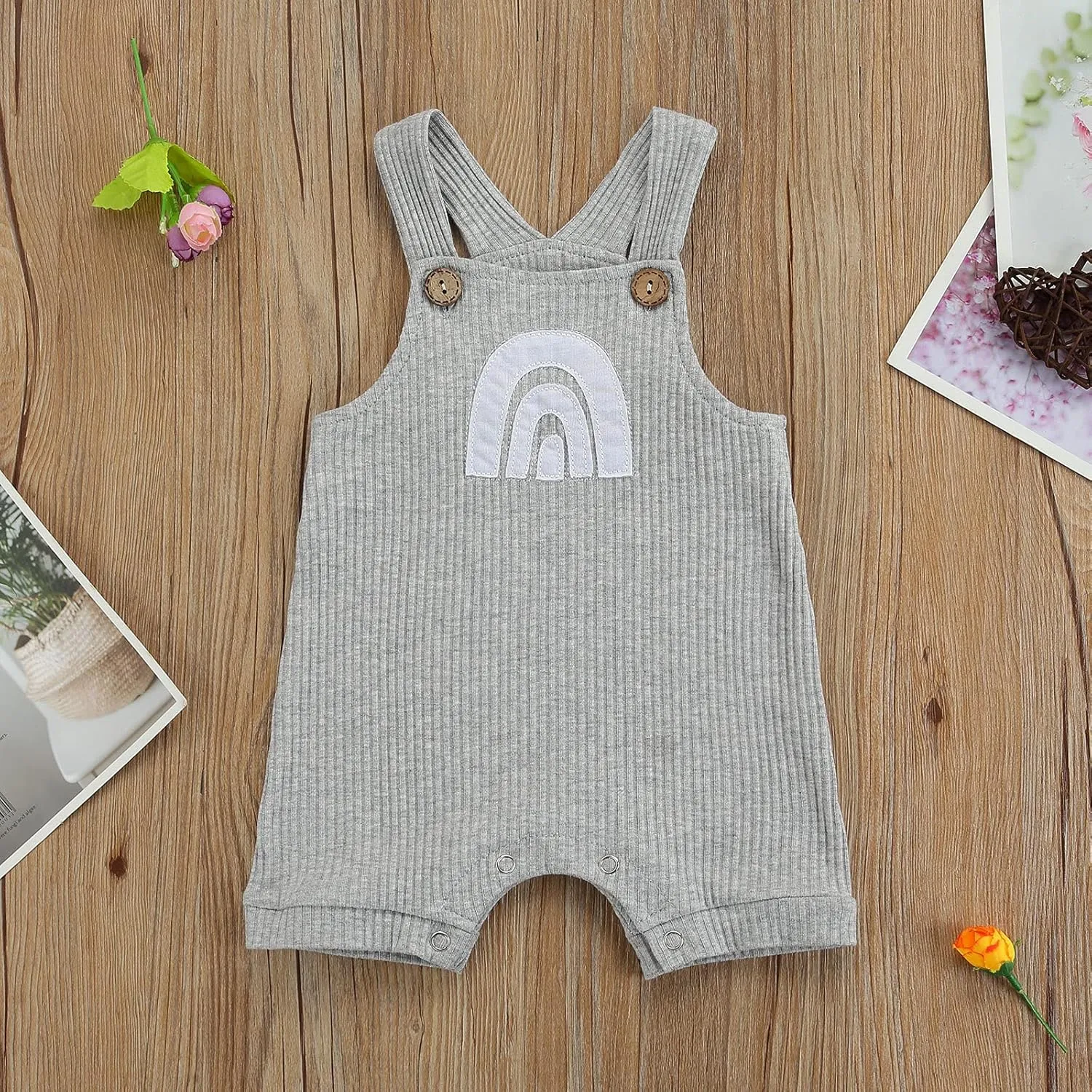 Infant Newborn Baby Girl Boy Rainbow Suspender Jumpsuit Shorts One Piece Romper Outfits Unisex Overall Clothes