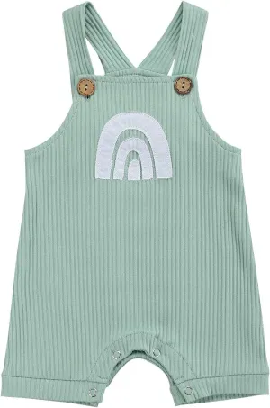 Infant Newborn Baby Girl Boy Rainbow Suspender Jumpsuit Shorts One Piece Romper Outfits Unisex Overall Clothes