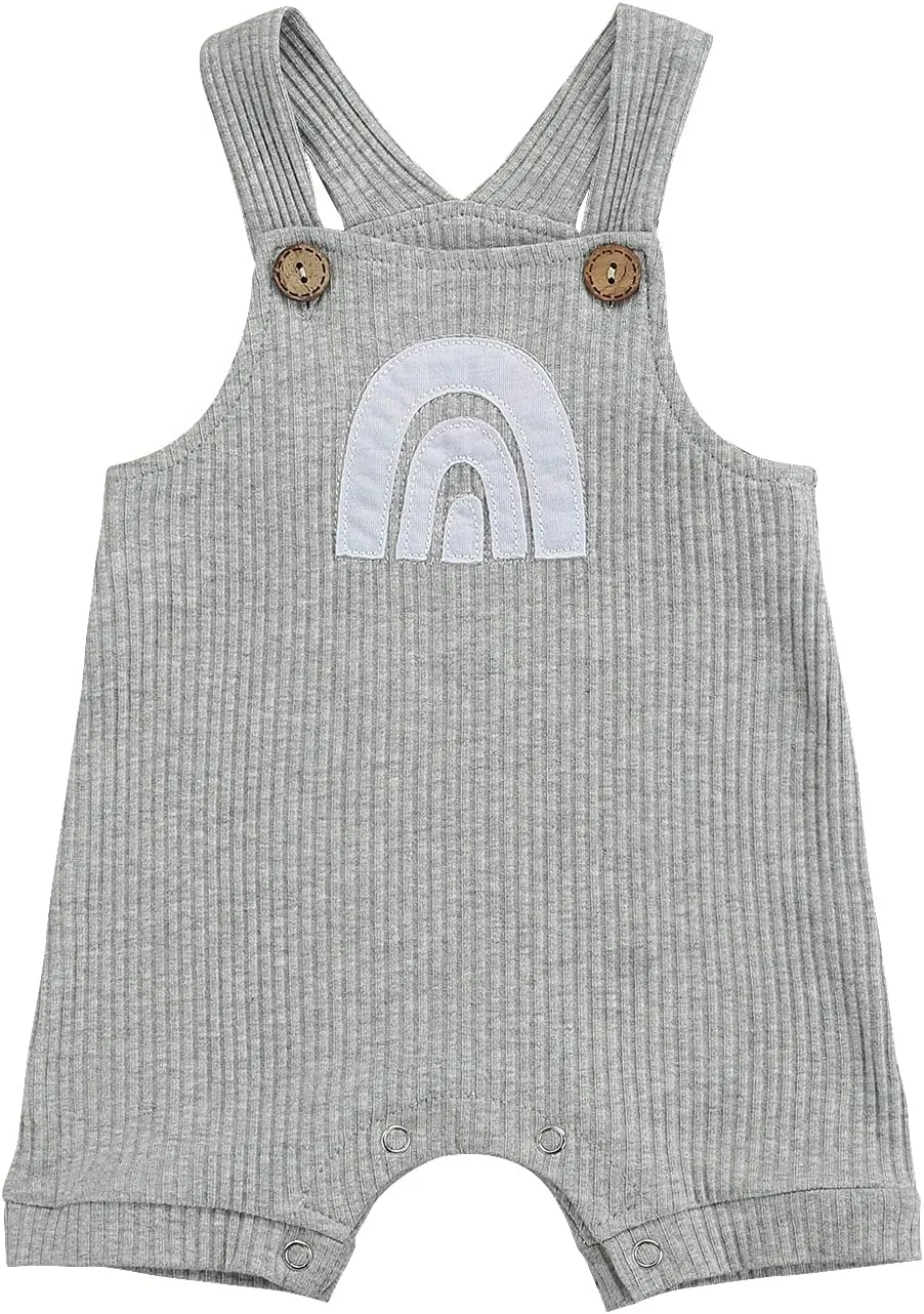 Infant Newborn Baby Girl Boy Rainbow Suspender Jumpsuit Shorts One Piece Romper Outfits Unisex Overall Clothes
