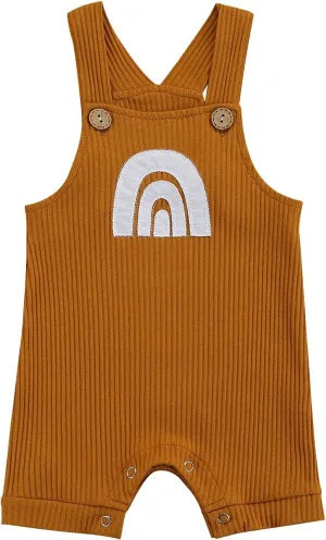 Infant Newborn Baby Girl Boy Rainbow Suspender Jumpsuit Shorts One Piece Romper Outfits Unisex Overall Clothes